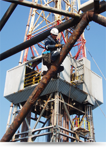 Steeplejack repairing metal construction