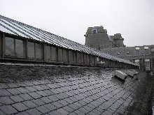 Roof in edinburgh on gray sky